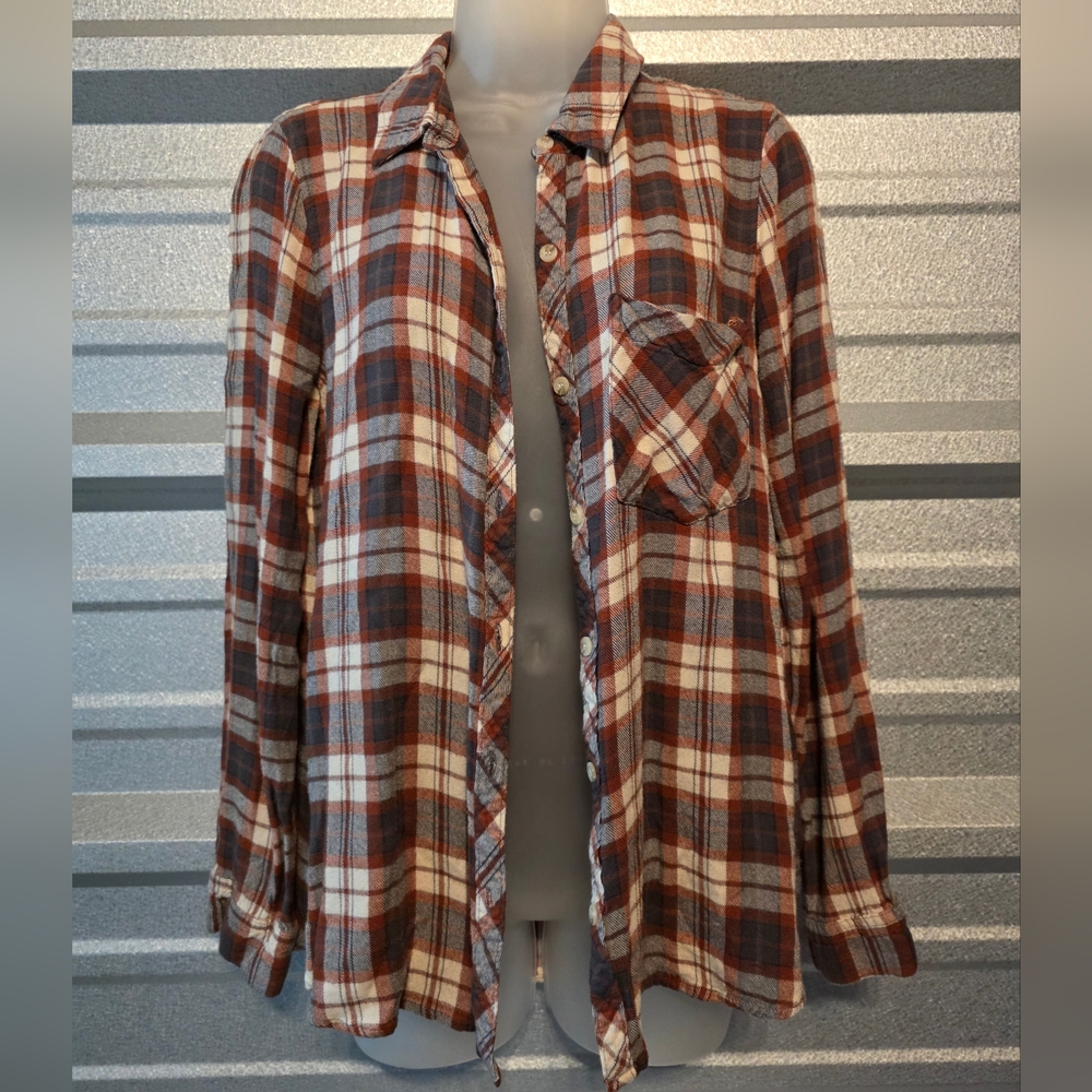 Bécool Red and White Plaid Shirt - Picture 2 of 4